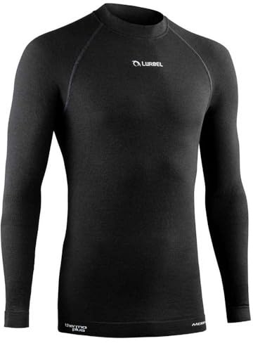 Lurbel Merino Long Sleeves, Camiseta Primera Capa, Camiseta Térmica, Camiseta de Lana Merino, Camiseta Transpirable y Anti-Olor, Camiseta Outdoor, Ropa Interior térmica. (Negro - S)