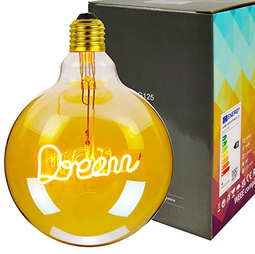 YANUODA Vintage Led Glühbirne G125 Big Globe 2000Kelvin 4W Dimmbar Alphabet Filament Tischlampe Glühbirne Dekorative Glühbirnen 220 / 240V E27 (Dream Pendant)