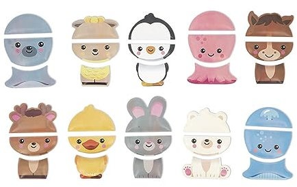 Janod - Mix et Match Animaux Pour le Bain - Jouet de Bain - 30 Pièces en Mousse flottantes et collantes - Jouet d'Eveil - Dès 2 Ans, J04718