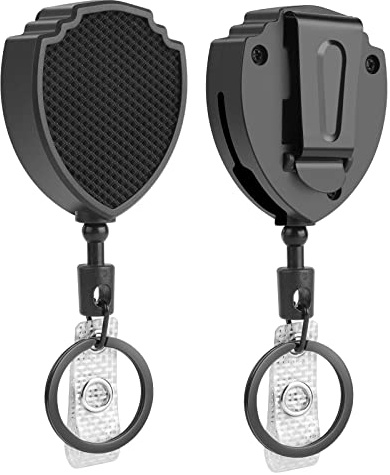 Vicloon Retractable Keyring, 2Pcs Retractable Badge Reels, Metal Carabiner Badge Holder Reel Key Ring ID Card Badge for Office Workers, Teachers, Nurses, Doctors, Students