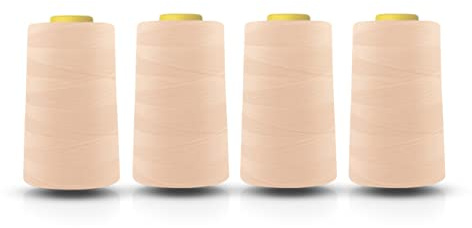 Realm överlockande symaskin polyestertråd x fyra 5 000 meter koner vit svart naturlig marinblå röd grå (persika)