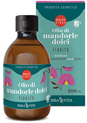 ERBA VITA Olio di mandorle dolci Fiorito arricchito con estratto di camomilla emolliente e lenitivo per la pelle