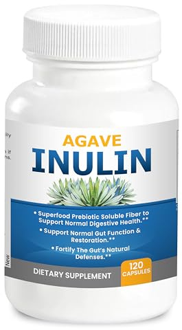 Agave Inulin Capsules Digestive Support Soluble Fiber Prebiotic Agave Inulin 120 Ct.