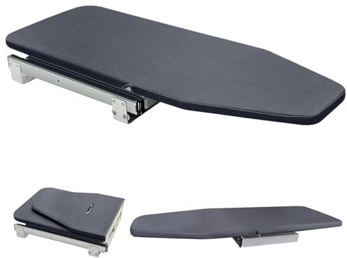 Vrietina Infällbar hopfällbar strykbräda, 180° vridbar utdragbar strykbräda garderob glider ut platsbesparande med avtagbart värmebeständigt strykbrädesöverdrag, brädstorlek: 82 cm x 33 cm