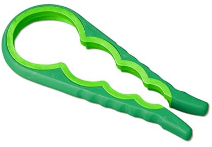 3 PAGEN® Apriscatole universale per una facile apertura – adatto per diversi coperchi a vite – impugnatura morbida ergonomica che impedisce lo scivolamento – 4 in 1 apriscatole in plastica – verde