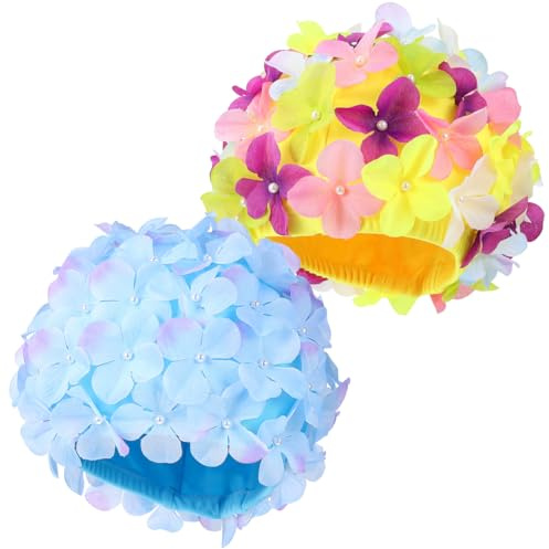 Toddmomy Gorro De Natación Flores 3D Mujer Gorro De Piscina Elástico para Deportes Acuáticos Natación Tamaño Único