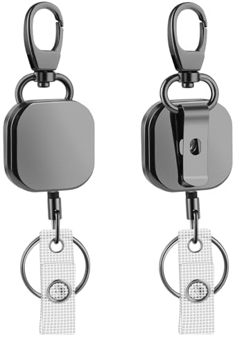 2 Pcs Llavero Extensible Retractil, Llavero Retráctil Con Clip Para Cinturón Y Mosquetón – Cable De Acero De 68cm, Ideal Para Llaves, Tarjetas De Identificación Y Más