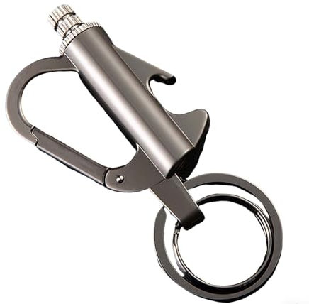 Generic Lighter Hidden in Key Chain, Keychain Lighter Match Strike, Waterproof Fire Starter, Metal Match Emergency Lighter for Camping, Hiking, Survival Gear (Black)