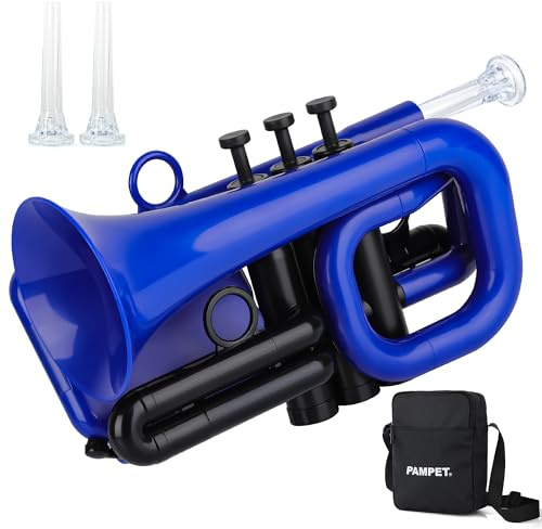 PAMPET DOLPHIN - Trompeta de bolsillo de plástico, trompeta estándar para estudiantes, principiantes, instrumentos de trompetas de BB (azul)