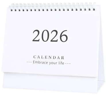 2025 UK Calendar, Desk Calendar 2025-2026 UK, Desk Calendar 2025 Metal Ring Double Wire Vertical Double Binding Suitable For Advertising Gifts, Promotional Gifts(White)