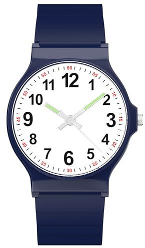 GUUMUXIN Reloj Analógico para Niños y Niñas, Relojes Cronógrafo de Aprendizaje Sumergible 30 Metros con Correa de TPU Suave, Reloj Deportivo al Aire Libre para Niño de 4 a 12 Años