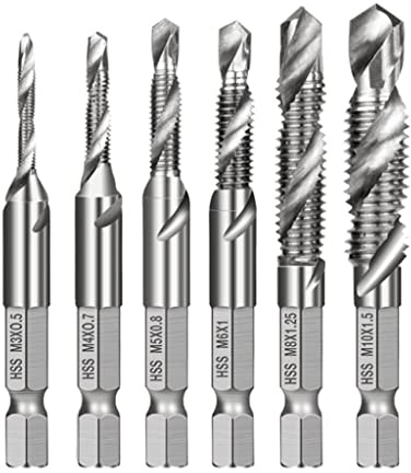 una fresa per macchine, Alesatore 6 pezzi gambo esagonale filettatura metrica vite macchina maschio punte trapano M3-M10 multicolore(6pcs Blue)