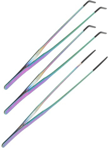JOINPAYA Pinzas para Comida para Mascotas de Acero Inoxidable 3 Piezas (1 Recta y 2 Curvas) de 27 Cm, Herramientas de Alimentación Precisas para Reptiles y Acuarios, Suministros