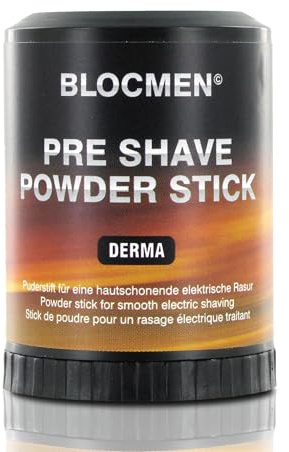 BLOCMEN Derma Rasurpuderstift 60g - schonende Trockenrasur ohne Hautirritationen - Pre-Shave ohne Duft- & Farbstoffe für empfindliche Haut, für Männer