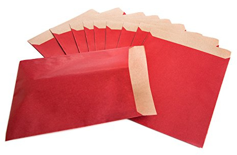 Logbuch-Verlag 25 kleine rote Papierbeutel Flachbeutel Umschlag 17,5 x 21 cm DIN A5 Geschenk Verpackung