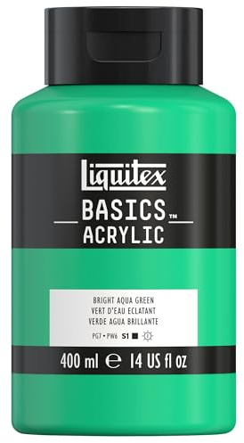 Liquitex 8870329 Basics - peinture acrylique, peinture artistique monopigmentée, résistante à la lumière, qualité archive, finition satinée, pot de 400 ml - Vert D'Eau Eclatant
