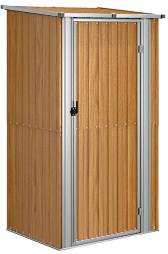 vidaXL Cobertizo de Jardín Cabaña Troncos Armario Herramientas Almacenamiento Exterior Patio Aire Libre Acero Galvanizado Marrón 118,5x97x209,5 cm