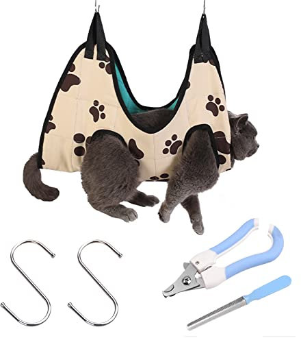 BDSHUNBF Haustier Hängematte für Hunde und Katzen, Haustier für Ohren Augenpflege die Fellpflege, Nägelschneiden, Baden und Waschen, Hundepflege Krallenschere Set mit Nagelknipser Nagelfeile