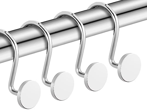 CHICTIE Ganchos cromados para Cortina de Ducha, Anillos de Cortina de Ducha inoxidables para baño, Ganchos de Ducha de Metal para Barra de Cortina de Ducha, Juego de 12 Ganchos Decorativos Modernos