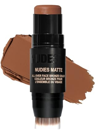 Nudestix Nudies Bronze All Over Matte Bronzing Stick – 3-in-1 Cream Bronzer for Cheeks, Eyes & Lips with Built-In Brush | Natural Contour & Sun-Kissed Glow | Vegan, Long-Wear Makeup (Manila)