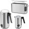 WMF Set 3-teilig Lumero Toaster 2 Scheiben, Langschlitz mit Brötchenaufsatz und Lumero Wasserkocher mit Temperatureinstellung 1,6l, elektrischer Wasserkocher und Design-Milchaufschäumer elektrisch
