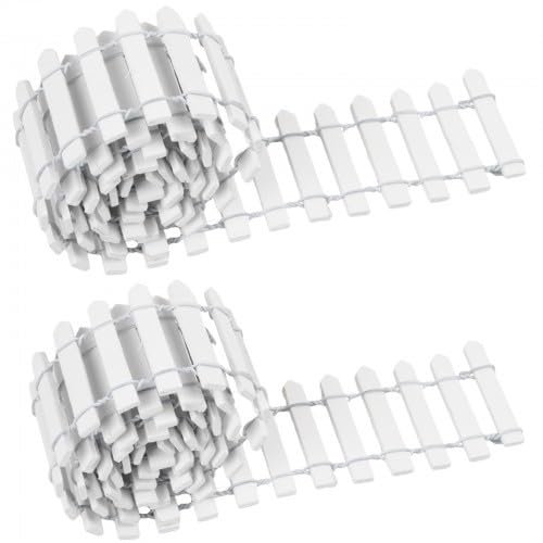 Mini clôture pour jardin, 2 pièces, mini clôtures en bois, clôture pour sapin de Noël, décoration ornements, plantes pots bonsaï, 90 x 5 cm (01)