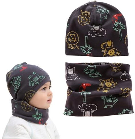 Set di Cappello e Scaldacollo per Bambini e Ragazzi Adolescenti Sciarpa e Berretto, Set Cappello e Sciarpa Ragazzi, Cappello Invernale e Snood Set per Ragazzi 2-5 Anni