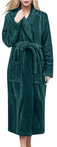 Bata con Cuello Chal para Mujer Ropa de Dormir Suave Y Acogedora Bata de Estar Por Casa Bata Mujer Invierno Bata de Casa Albornoz Mujer Bata Coralina Mujer