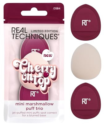 Real Techniques Cherry on Top Mini Marshmallow Puff Trio, Makeup Puffs