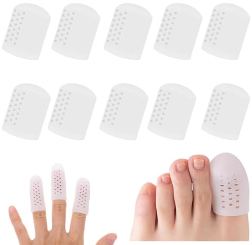 LiJuanWang Protezione Alluce in Silicone,10 Pezzi Copridita Piedi Traspirante e Morbido,Previene Vesciche, Calli e Unghie incarnite,Sollievo Dolore,per Finger Protect,Protezione Dita Piedi