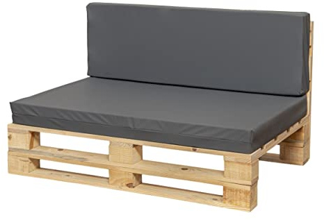Conjunto de Cojines (Asiento + Respaldo) para Sofa de Palets (Gris Impermeable, 100x60)