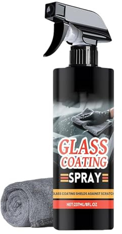 Detergente per vetri per auto – Kit spray per rivestimento antipioggia da 237 ml con set di asciugamani in microfibra, formula per il trattamento del parabrezza antiappannamento, soluzione per la