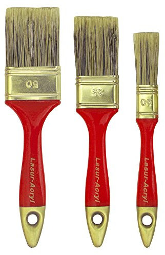 ROTIX 96143 Lot de 3 pinceaux à lasure pour peinture soluble dans l'eau Peinture acrylique Pinceau plat 20-35-50 mm