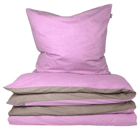 Schiesser Bettwäscheset Doubleface | 2-teilig | Zweifarbig | Renforcé | 100% Baumwolle | Oeko-Tex Zertifiziert | Reißverschluss | 155x220cm + 80x80cm | Rosé-Silber