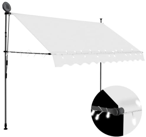 vidaXL Markis manuellt infällbar med LED 250 cm gräddvit