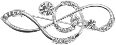Amosfun, spilla da donna con note musicali, con strass, regolabile, per vestiti e sciarpe, colore oro rosa