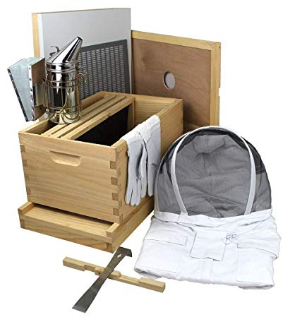 Amish Made in USA Complete Langstroth Beehive - The Starter Kit (Full Hive with 1 Deep & Accessories) (8 Frame Beehive)