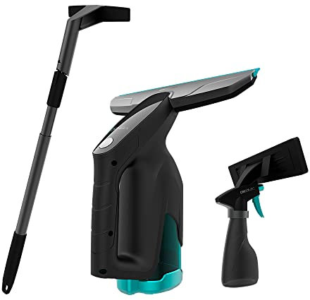 Cecotec Limpiacristales Aspirador de Ventanas PopStar Glass Titanium. Función 3 en 1, Batería 3.7V, Limpia hasta 100 m2, Autonomía 40 mins, Incluye 2 Boquillas