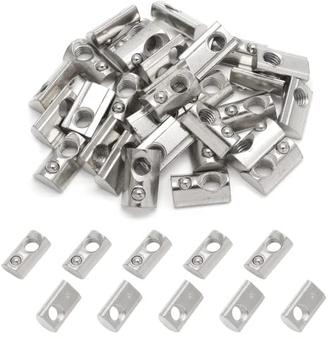 Qjaiune 30Pcs M8 Spring T Nut 4040 Aluminum Extrusion T Nuts, Roll-in T Spring Nuts, M8 Half Round T Nut Tee Slot Nuts for 3D Printer, CNC Router, 4040 Series Aluminum Extrusion Profile with Slot 8mm