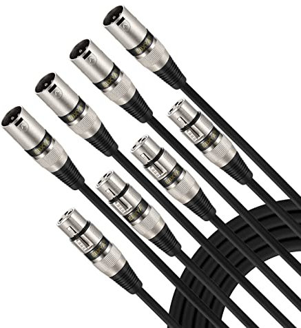 EBXYA XLR-Mikrofonkabel, 0,5 m, 4 Packungen, symmetrischer Stecker auf Buchse, XLR-Patchkabel für PA-System, Studio-Recorder, Verstärker, Mixer