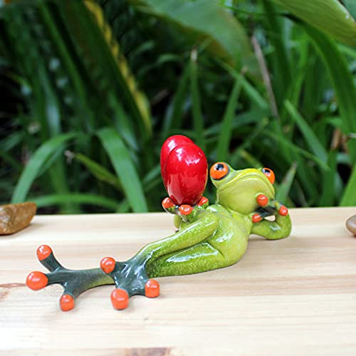 Frosch Figuren Deko, Harz Frosch Figuren Lustig Skulptur Liegende Frosch Dekofigur Statue 3D Kunst Handwerk Harz Frösche Gartenzwerge Ornamente für Büro Haus Dekoration-16cmx5cmx6.5cm