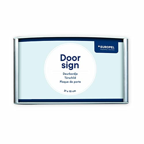 EUROPEL Door Sign holder, Wall Mounted, Simple and elegant, Slightly curved, 21X10cm, Vertical Or Horizontal Display, PVC non-glare cover, Silver, Screwing or adhesive fixing, Incl. mounting material.