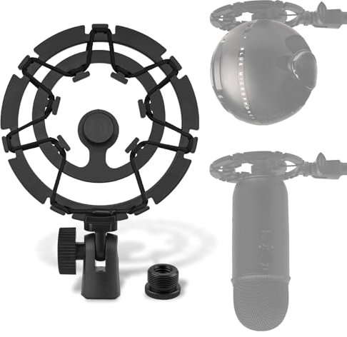 Geekria for Creators Soporte de micrófono compatible con Blue Yeti,YetiX,Yeti Pro,Yeticaster,Snowball,Snowball ICE,micrófono antivibración suspensión adaptador abrazadera soporte micrófono clip(negro)