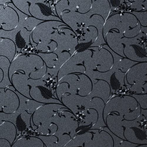 Niviy Blackout Window Privacy Film Non-Adhesive Privacy Film Total Black Out Window Cover Bathroom Door Glass Decoration Static Cling Covering (Black, 17.7x 78.7)