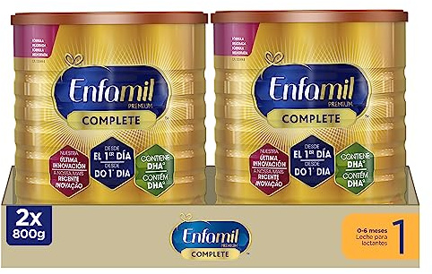 Enfamil Premium Complete 1 - Leche Infantil para Lactantes de 0 a 6 Meses de Edad, Fórmula Para Bebés Recién Nacidos - 800 gr - Pack de 2 Latas