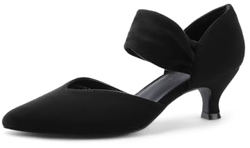 DREAM PAIRS Scarpe basse da donna con tacco a gattino, punta chiusa, senza lacci, per lavoro, festa nuziale, matrimonio, nero, 42 EU