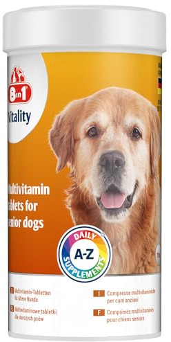 Senior Dog Multivitamins Nutritional Supplement - 12 multivitamins and essential minerals - 70 tablets - for active lifestyle, joint care and immunity
