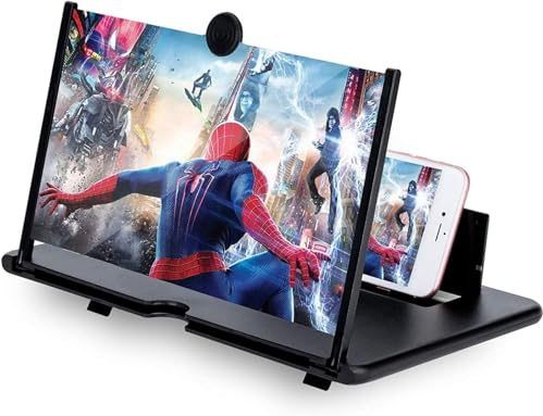 SagTuol 18 Zoll Amplificatore schermo telefono, 3D HD Lente di ingrandimento per la visione di video, pieghevole Lente di ingrandimento per alle smartphone (Nero, 18 Zoll)