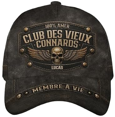 Cadeau Plus Casquette Personnalisée - Membre À Vie - Cadeau Papa Personnalisé, Cadeau Personnalisé Papy, Casquette Papa, Casquette Famille Assortie, Casquette Papi (Modèle 2)
