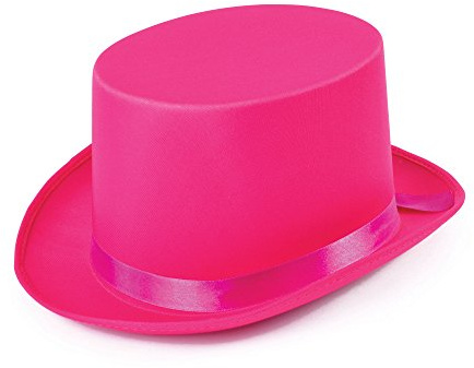Bristol Novelty- Accessorio per la Testa, Cappello con Nastro di Raso, 1 Pezzo, Rosa, Taglia Unica, per Adulti Halloween Cilindro, Colore, BH499